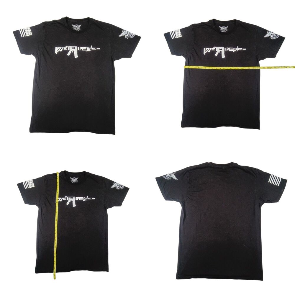 We The People Holsters Shirt Mens L Black American Flag Logo Hand Crafted USA